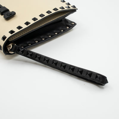 White Nappa Leather Rockstud Clutch