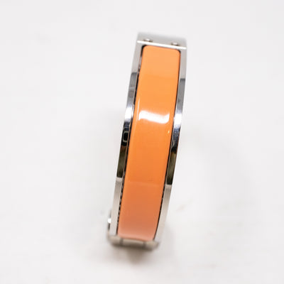 Enamel Hinged Bracelet Orange Silver