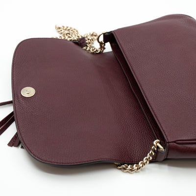 Soho Flap Chain Bag Burgundy Leather