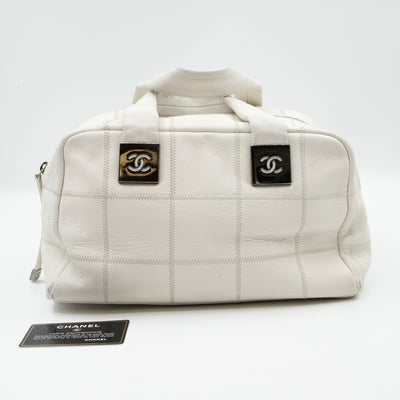 Boston Bag Quilted White Leather