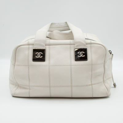 Boston Bag Quilted White Leather
