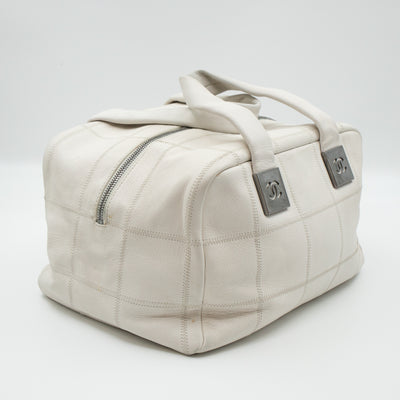 Boston Bag Quilted White Leather