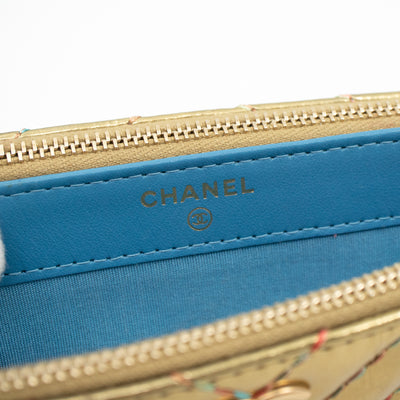 Clutch On Chain Metallic Leather Gold