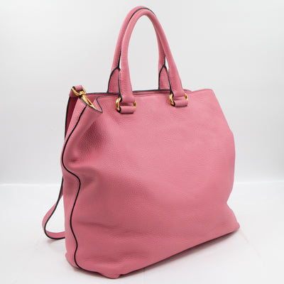 Large Shopping Tote Pink Leather