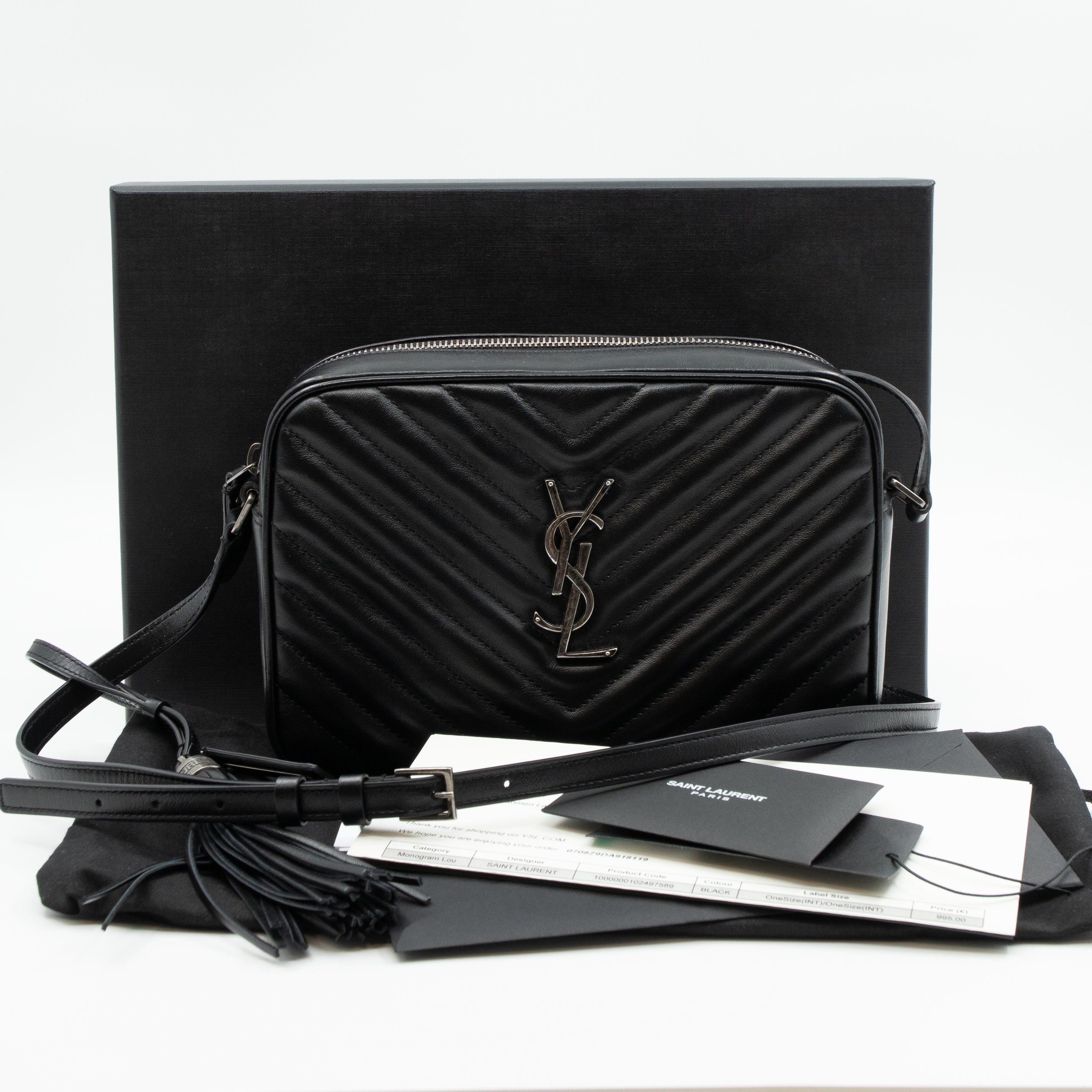 Monogram Lou Medium Crossbody Black Leather