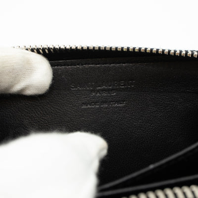 Zip Around Coin Purse Black Leather