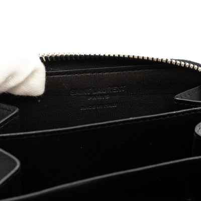 Zip Around Coin Purse Black Leather
