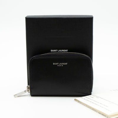Zip Around Coin Purse Black Leather