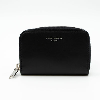 Zip Around Coin Purse Black Leather