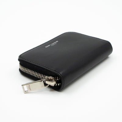Zip Around Coin Purse Black Leather