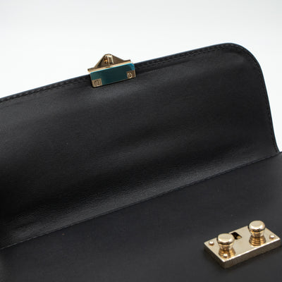 Medium Glam Lock Rockstud Flap Bag Black