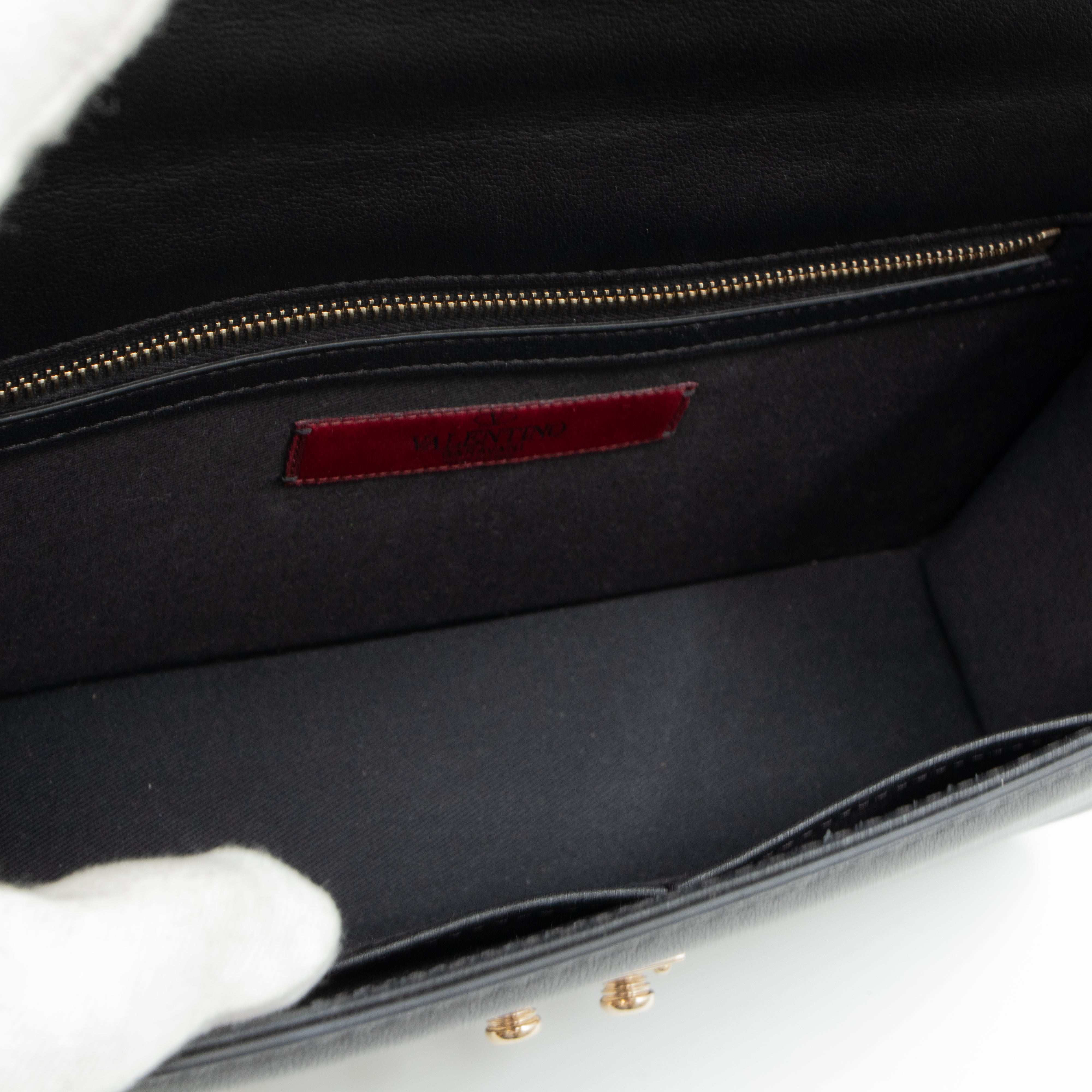 Medium Glam Lock Rockstud Flap Bag Black