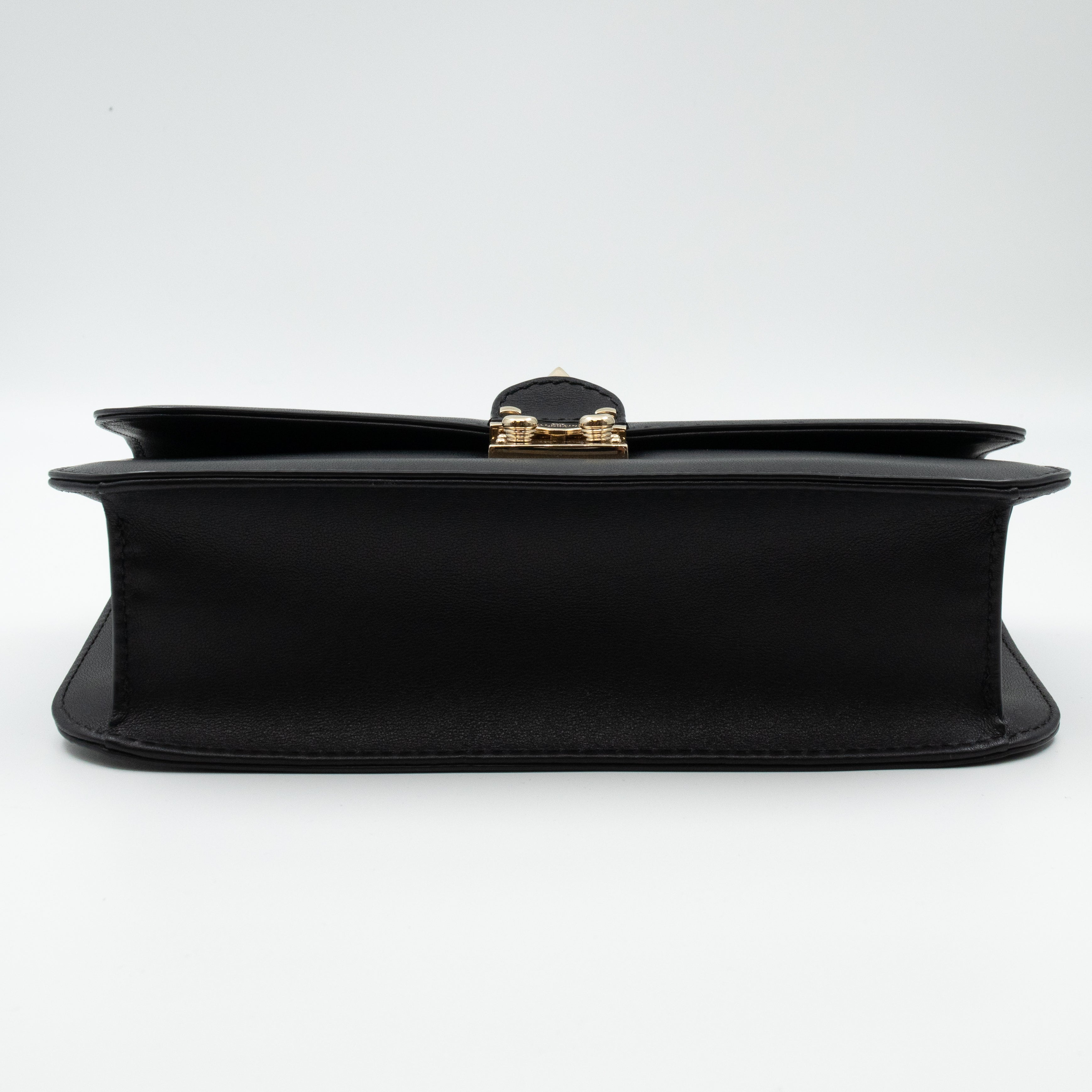 Medium Glam Lock Rockstud Flap Bag Black