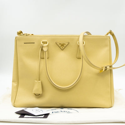 Galleria Large Double Zip Yellow Saffiano