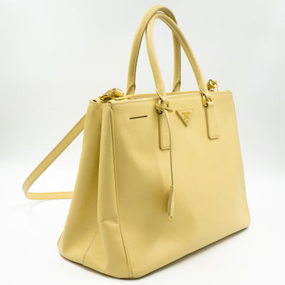 Galleria Large Double Zip Yellow Saffiano