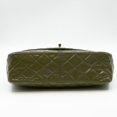 Classic Single Flap Jumbo Green Gray Patent Leather