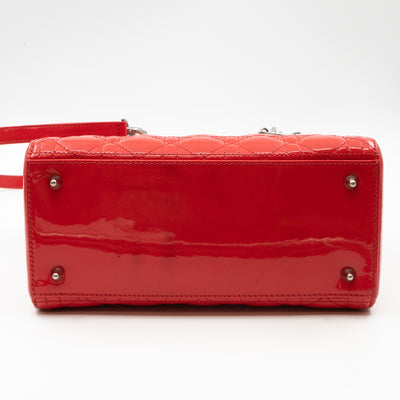 Lady Dior Medium Coral Patent Leather