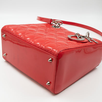 Lady Dior Medium Coral Patent Leather