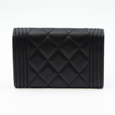 Boy Flap Card Case Black Leather