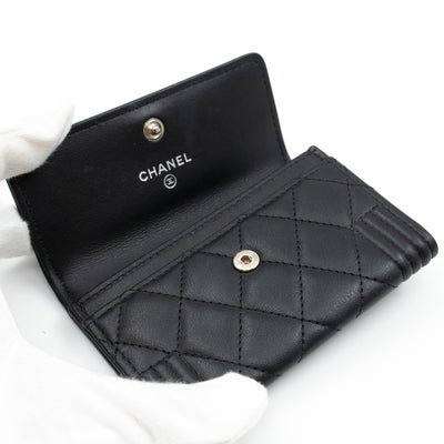 Boy Flap Card Case Black Leather