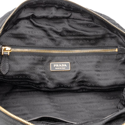 Chain Bowler Bag Black Quilted Tessuto