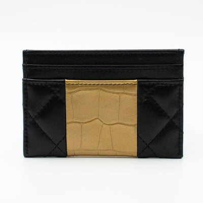 Card Holder Black & Gold Leather