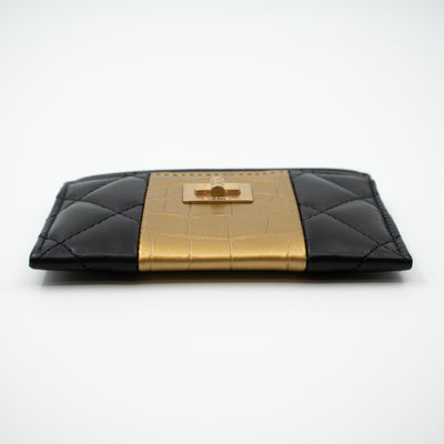 Card Holder Black & Gold Leather