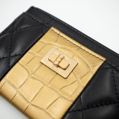 Card Holder Black & Gold Leather