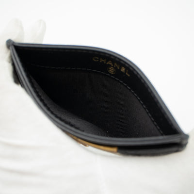 Card Holder Black & Gold Leather