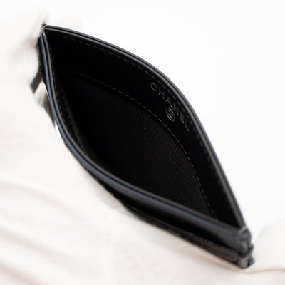 Card Holder Black Blue Patent Leather