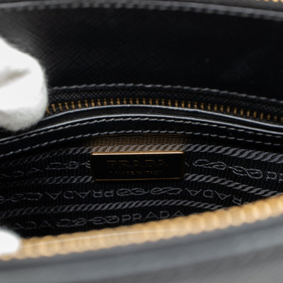 Galleria Small Double Zip Black Saffiano