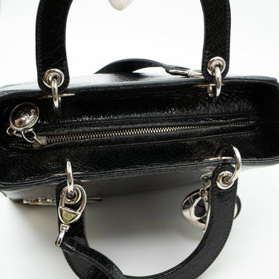 Lady Dior Medium Jeweled Swan Black Leather