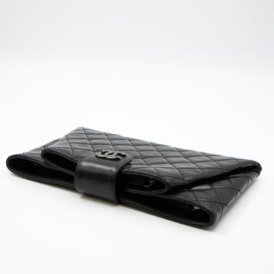 Coco Pleats Clutch Black Calfskin
