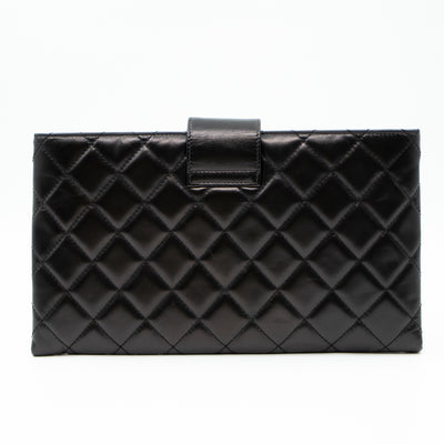 Coco Pleats Clutch Black Calfskin