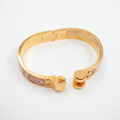 Enamel Hinged Bracelet Gold Pink Green