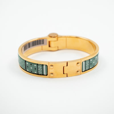 Enamel Hinged Bracelet Gold Pink Green