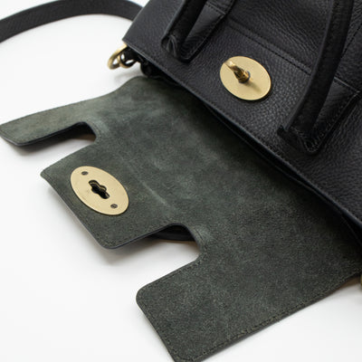 Small Bayswater Satchel Black Leather