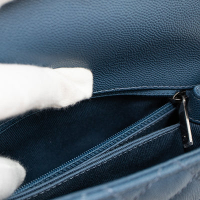 Coco Top Handle Bag Small Blue Caviar