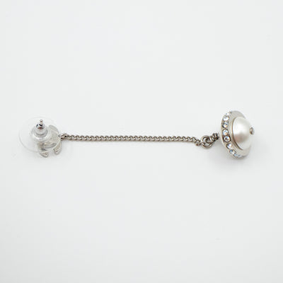 CC Crystal Pearl Drop Earrings Silver