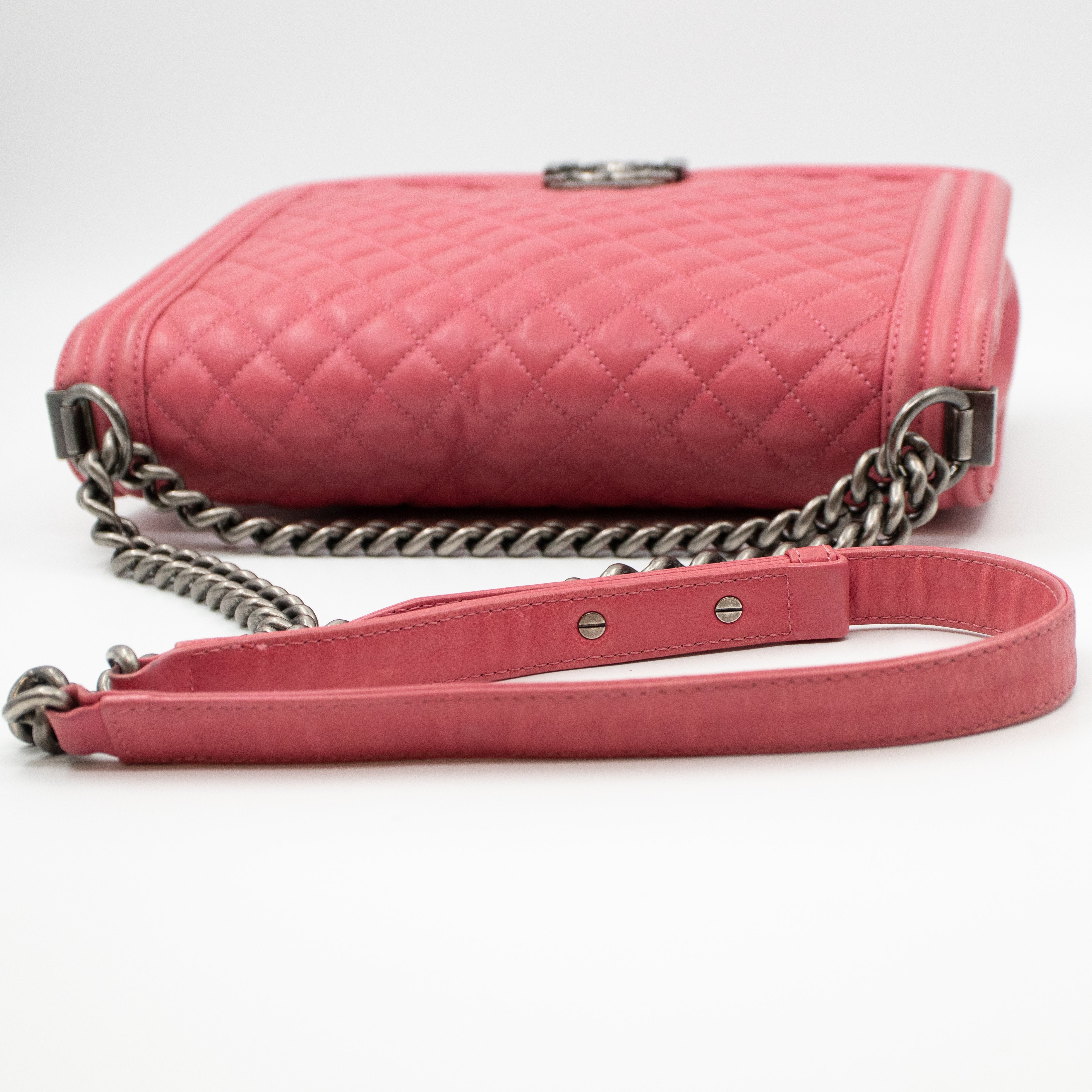 Boy Flap Bag Large Pink Leather