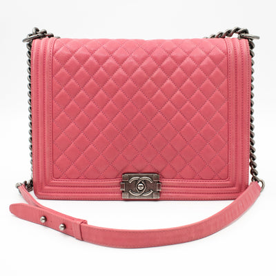 Boy Flap Bag Large Pink Leather