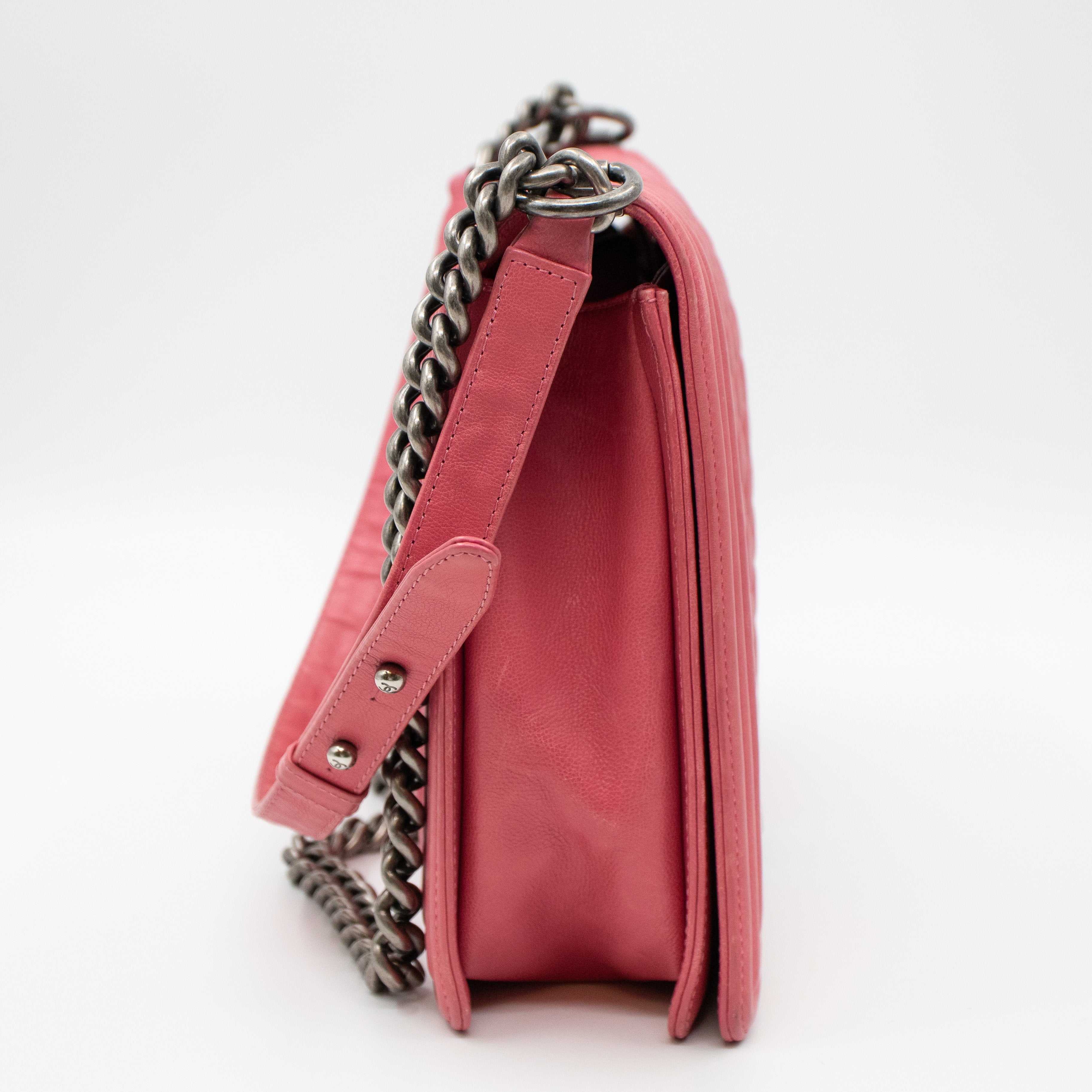 Boy Flap Bag Large Pink Leather