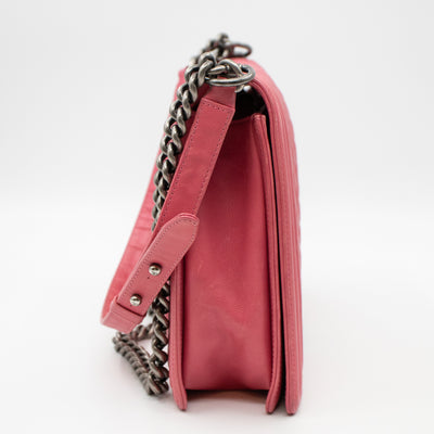 Boy Flap Bag Large Pink Leather