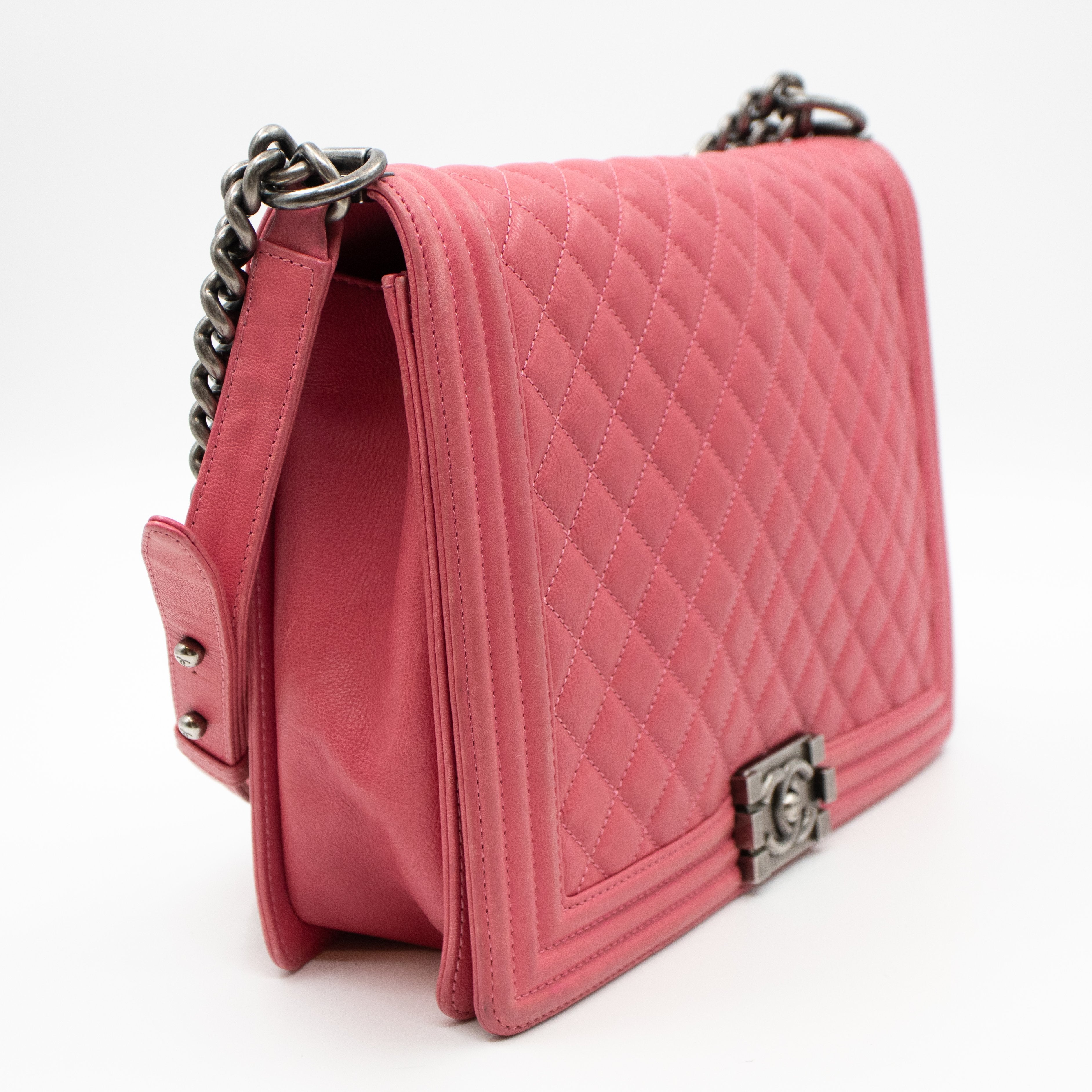 Boy Flap Bag Large Pink Leather