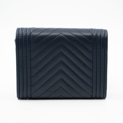 Boy Flap Card Case Navy Leather