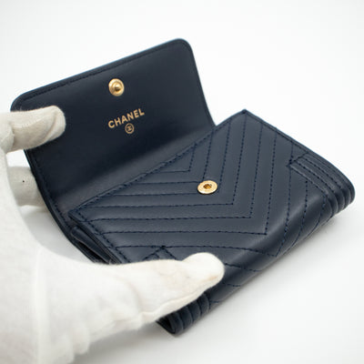 Boy Flap Card Case Navy Leather