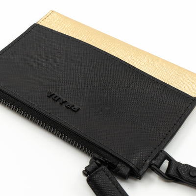 Card Case Active Saffiano Black & Gold