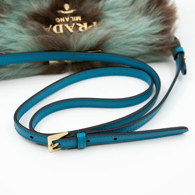 Light Frame Crossbody Bag Blue Fur