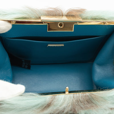Light Frame Crossbody Bag Blue Fur