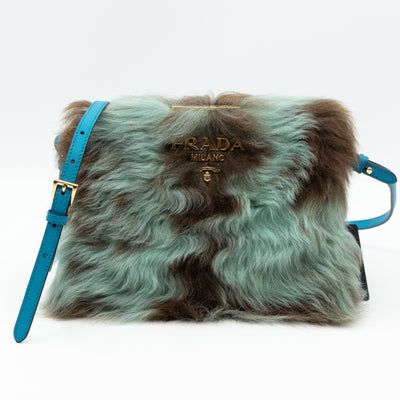 Light Frame Crossbody Bag Blue Fur
